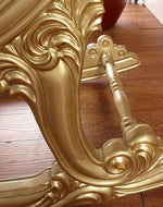 Bloomart Lavish Luxurious Hand Carved Button Tufted Teak Wood Rocking Chair with Footrest for Elegant Living Room