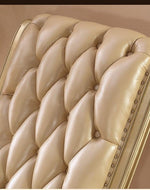 Bloomart Lavish Luxurious Hand Carved Button Tufted Teak Wood Rocking Chair with Footrest for Elegant Living Room
