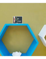 Hexagonal Shape Wooden Floating Wall Shelves Set of 3