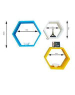 Hexagonal Shape Wooden Floating Wall Shelves Set of 3