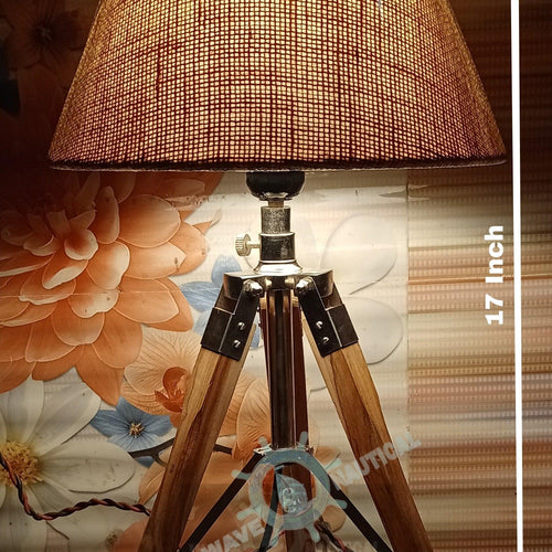 Wooden Tripod Table Lamp with Jute Shade