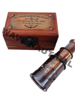Telescope Victorian Marine with Wooden Box Vintage Mini Handheld - Bloomart
