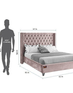 Upholstered Panel Bed Frame with Diamond Tufted and Nailhead Trim Wingback Headboard, Queen Size