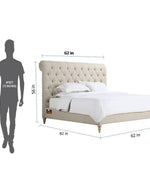 Wingback Headboard Queen Size Upholstered Panel Bed Frame for Bedroom