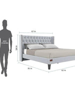 Upholstered Panel Bed Frame with Diamond Tufted and Nailhead Trim Wingback Headboard