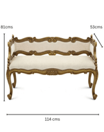 Bloomart Engrave Hand Carved Teak Wood 2 Seater Bench for Living Room ( Ivory )