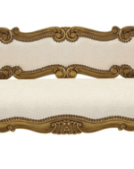 Bloomart Engrave Hand Carved Teak Wood 2 Seater Bench for Living Room ( Ivory )