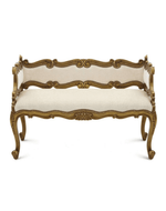Bloomart Engrave Hand Carved Teak Wood 2 Seater Bench for Living Room ( Ivory )