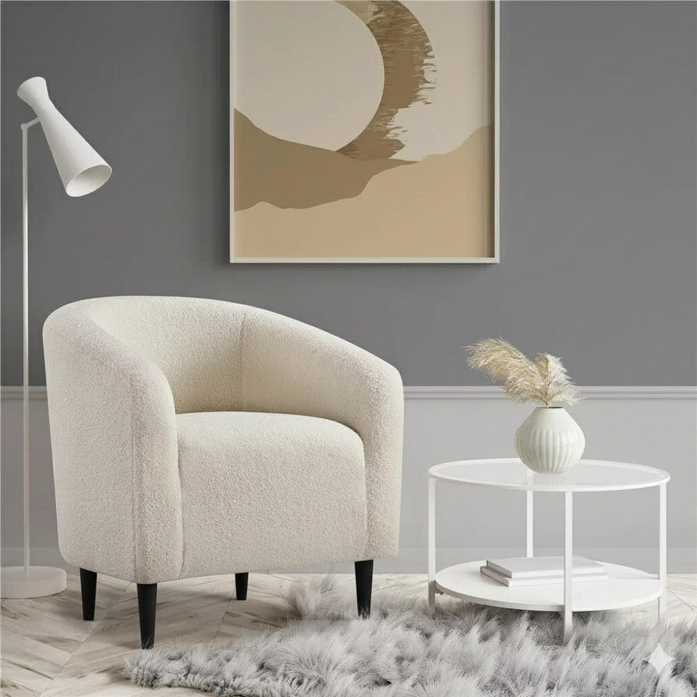 Bloomart Boucle Fabric Lounge Chair Beige