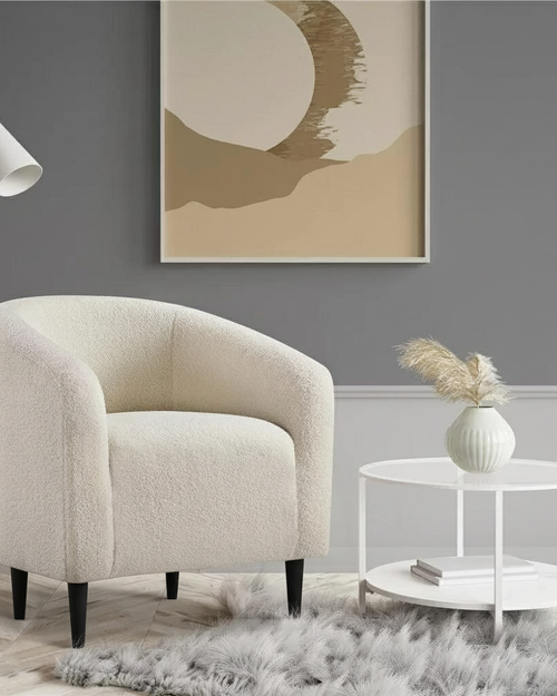 Bloomart Boucle Fabric Lounge Chair Beige