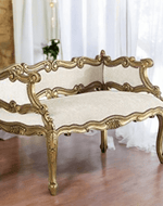 Bloomart Engrave Hand Carved Teak Wood 2 Seater Bench for Living Room ( Ivory )