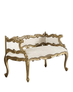 Bloomart Engrave Hand Carved Teak Wood 2 Seater Bench for Living Room ( Ivory )