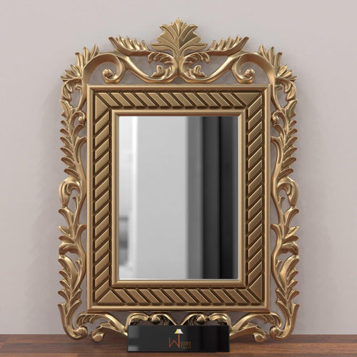 Wooden Carved Mirror (Golden) - Bloomart
