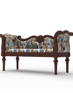 Bloomart Nerve Hand Craved Teak Wood 2 Seater Sofa Bench For Living Room