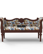 Bloomart Nerve Hand Craved Teak Wood 2 Seater Sofa Bench For Living Room