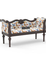 Bloomart Nerve Hand Craved Teak Wood 2 Seater Sofa Bench For Living Room