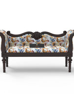Bloomart Nerve Hand Craved Teak Wood 2 Seater Sofa Bench For Living Room