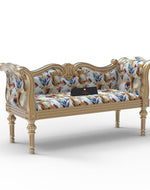 Bloomart Nerve Hand Craved Teak Wood 2 Seater Sofa Bench For Living Room
