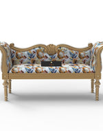 Bloomart Nerve Hand Craved Teak Wood 2 Seater Sofa Bench For Living Room