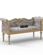 Bloomart Crux Hand Craved Teak Wood 2 Seater Sofa Bench For Living Room