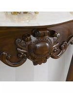Wooden Italian Baroque Style Hand Carved Teak Wood Console Table with Composite Marble Top