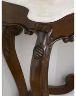 Wooden Italian Baroque Style Hand Carved Teak Wood Console Table with Composite Marble Top
