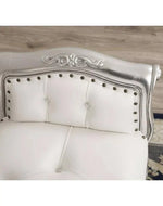 Bloomart Carissa French Baroque Style Crystal Button Teak Wood Bench Hand Carved Antique-Inspired Seating for Elegant Living Room