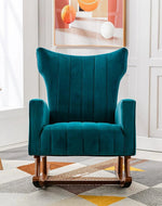 Wooden Velvet Accent Rocking Chair (Grey)