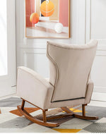 Wooden Velvet Accent Rocking Chair (Grey)