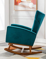 Wooden Velvet Accent Rocking Chair (Grey)