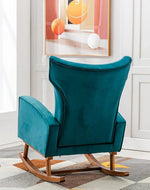Wooden Velvet Accent Rocking Chair (Grey)