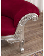 Hand Carved Baroque Style Lacquered Velvet Burgundy Crystal Sw Buttons (Silver)