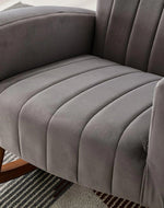 Wooden Velvet Accent Rocking Chair (Grey)