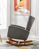 Wooden Velvet Accent Rocking Chair (Grey)