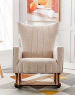 Wooden Velvet Accent Rocking Chair (Grey)