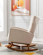 Wooden Velvet Accent Rocking Chair (Grey)