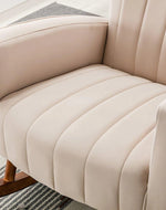 Wooden Velvet Accent Rocking Chair (Grey)