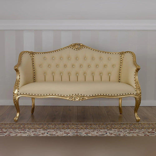 Teak Wood Royal Chaise Lounge Living Room Couch Sofa 3 Seater