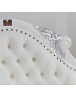 Wooden Hand Carved Modern Baroque Style Chaise Longue Sofa White Lacquered And Silver Leaf