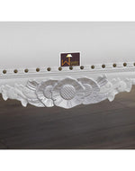 Wooden Hand Carved Modern Baroque Style Chaise Longue Sofa White Lacquered And Silver Leaf