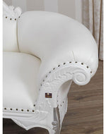 Wooden Hand Carved Modern Baroque Style Chaise Longue Sofa White Lacquered And Silver Leaf