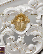 Super King Size Teak Wood Bed Heavy Carved with Cushioned Design