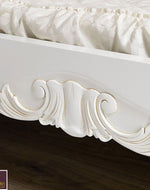 Super King Size Teak Wood Bed Hand Carved with Cushioned Design