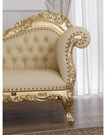 Hand Carved Barock Stil Chaise Longue Sofa Champagner Crystal (Teak Wood)