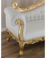 Hand Carved Barock Stil Chaise Longue Sofa Champagner Crystal (Teak Wood)