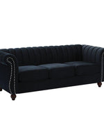 Designer Velvet Rolled Arm Chesterfield Sofa (3 Seater)