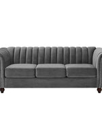 Designer Velvet Rolled Arm Chesterfield Sofa (3 Seater)
