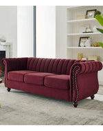 Designer Velvet Rolled Arm Chesterfield Sofa (3 Seater) - Bloomart