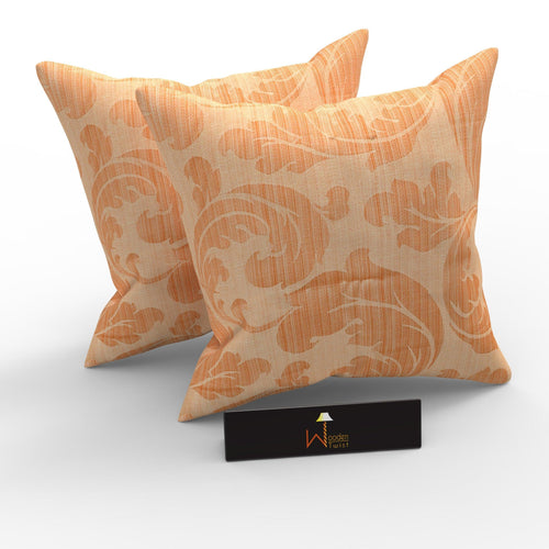 Wooden Fabrahome Square Polyester Fabric Cushion Cover ( Pack Of 2 )