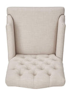 Wooden Twist Classic Tufted Linen Dining Arm Chair (Set of 2)